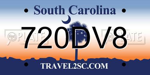 720DV8 South Carolina License Plate
