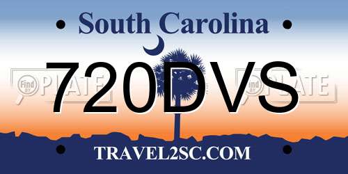 720DVS South Carolina License Plate