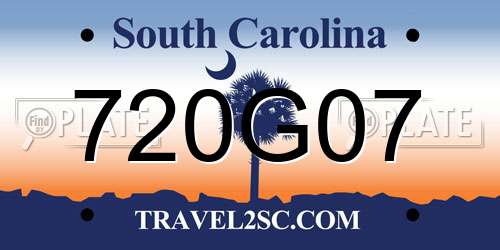 720G07 South Carolina License Plate