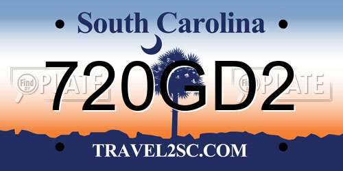 720GD2 South Carolina License Plate