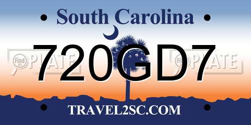 720GD7 South Carolina License Plate