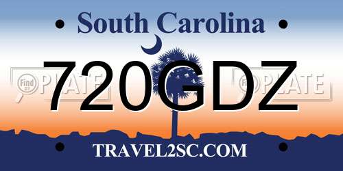 720GDZ South Carolina License Plate