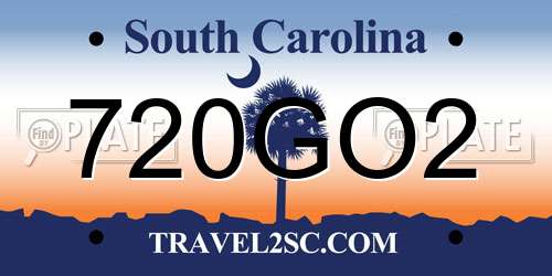 720GO2 South Carolina License Plate