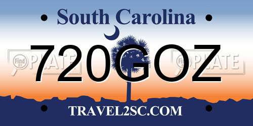 720GOZ South Carolina License Plate