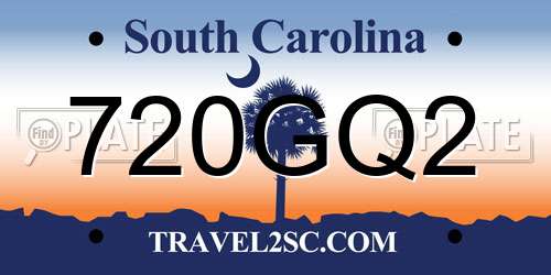 720GQ2 South Carolina License Plate