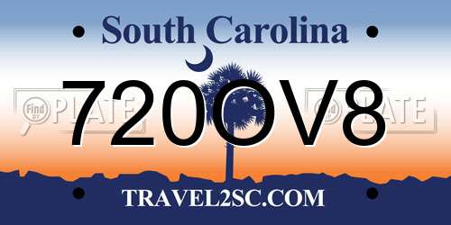 720OV8 South Carolina License Plate