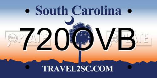 720OVB South Carolina License Plate
