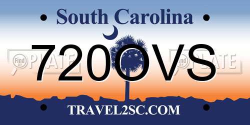 720OVS South Carolina License Plate