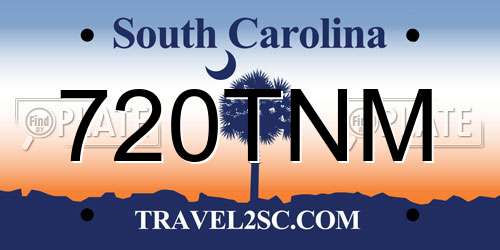 720TNM South Carolina License Plate