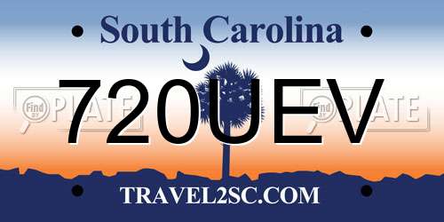 720UEV South Carolina License Plate