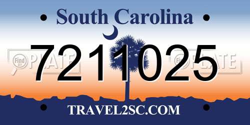 7211025 South Carolina License Plate