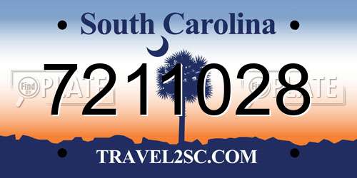 7211028 South Carolina License Plate