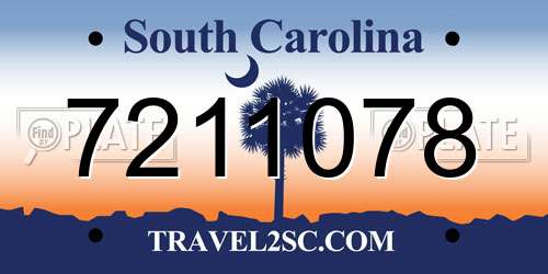 7211078 South Carolina License Plate