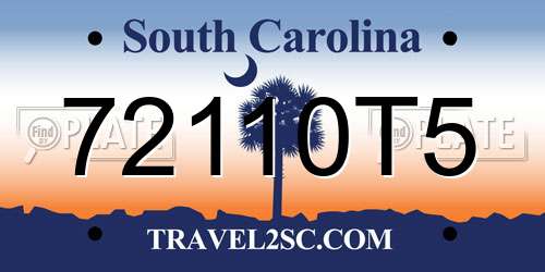72110T5 South Carolina License Plate