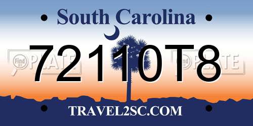 72110T8 South Carolina License Plate