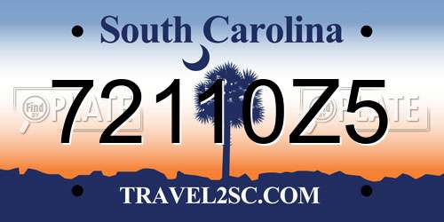 72110Z5 South Carolina License Plate