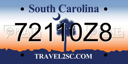 72110Z8 South Carolina License Plate