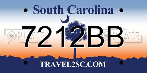7212BB South Carolina License Plate
