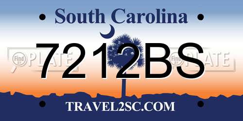7212BS South Carolina License Plate