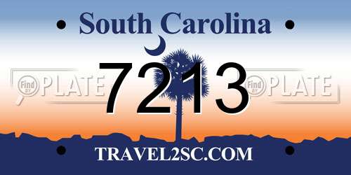 7213 South Carolina License Plate