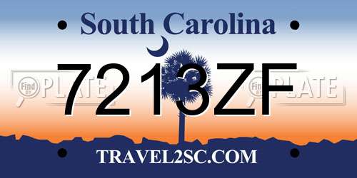 7213ZF South Carolina License Plate