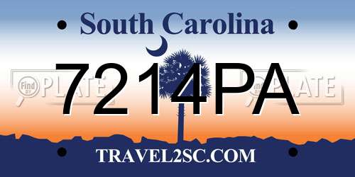 7214PA South Carolina License Plate