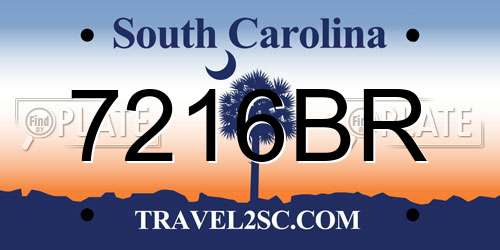 7216BR South Carolina License Plate
