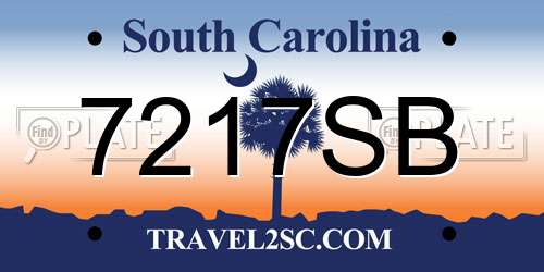 7217SB South Carolina License Plate
