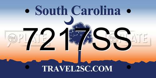 7217SS South Carolina License Plate