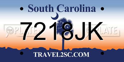 7218JK South Carolina License Plate