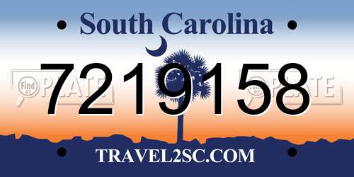 7219158 South Carolina License Plate