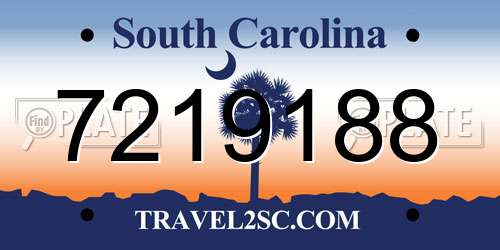 7219188 South Carolina License Plate