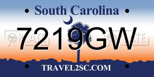 7219GW South Carolina License Plate