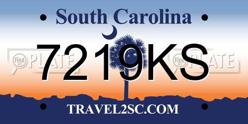 7219KS South Carolina License Plate
