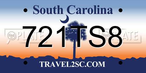 721TS8 South Carolina License Plate