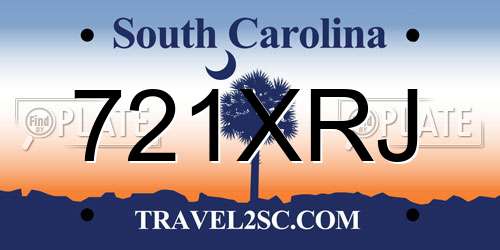 721XRJ South Carolina License Plate