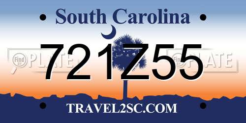 721Z55 South Carolina License Plate