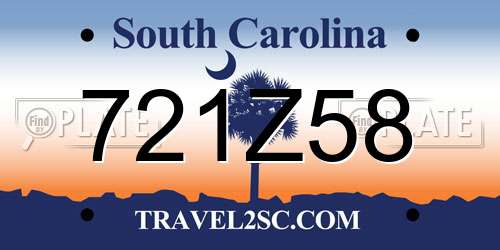 721Z58 South Carolina License Plate