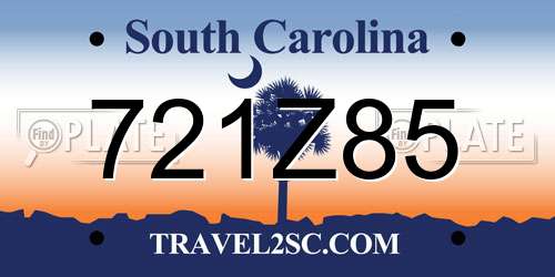 721Z85 South Carolina License Plate