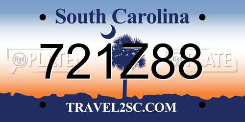 721Z88 South Carolina License Plate