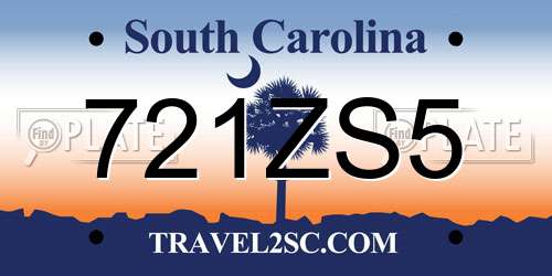 721ZS5 South Carolina License Plate