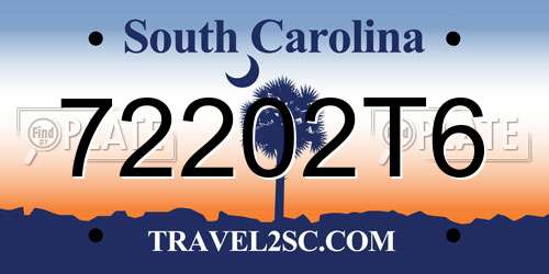 72202T6 South Carolina License Plate