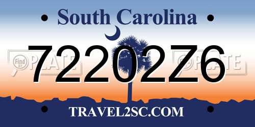 72202Z6 South Carolina License Plate