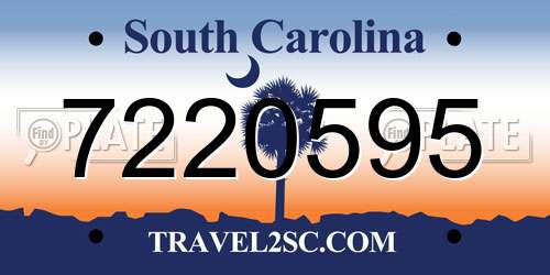 7220595 South Carolina License Plate