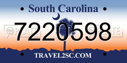 7220598 South Carolina License Plate