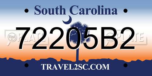 72205B2 South Carolina License Plate