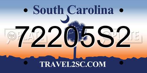 72205S2 South Carolina License Plate