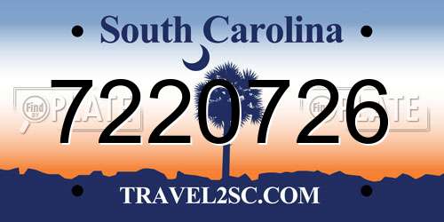 7220726 South Carolina License Plate