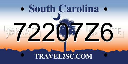 72207Z6 South Carolina License Plate