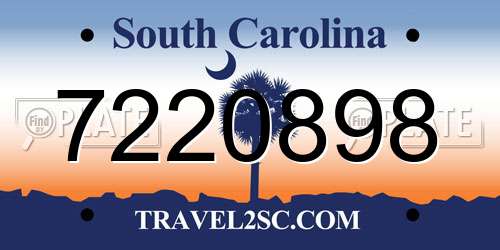 7220898 South Carolina License Plate